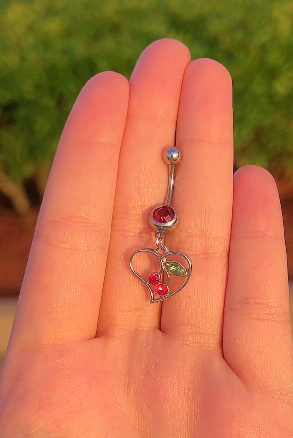 Cherry Heart Belly Ring