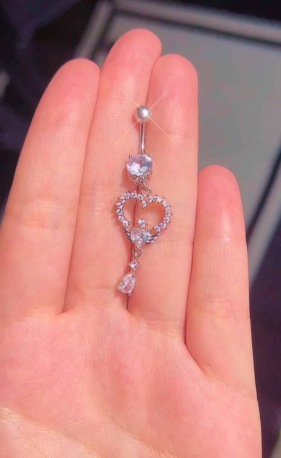 Angelic Heart Dangle Belly Ring