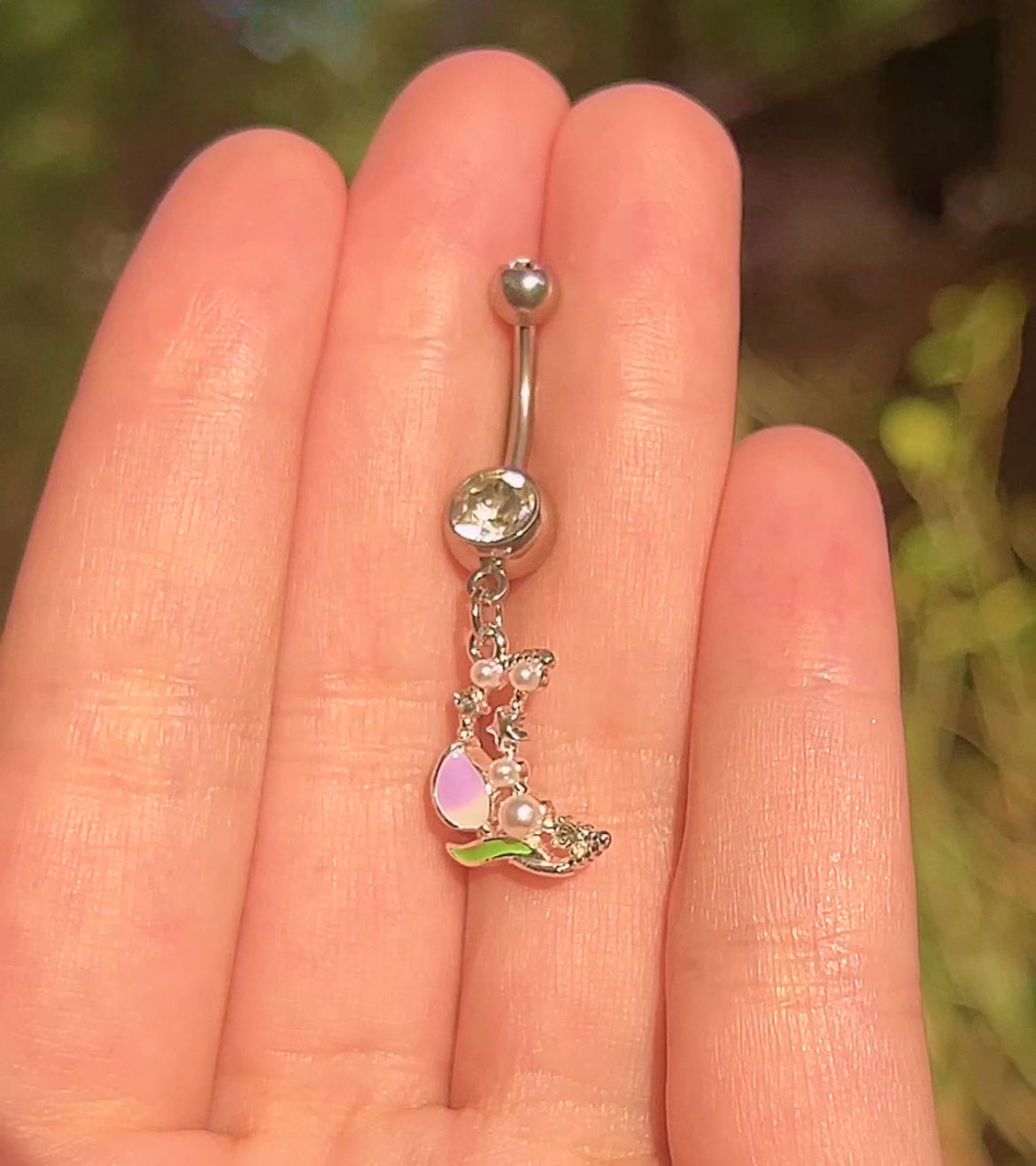 Floral Moon Belly Ring
