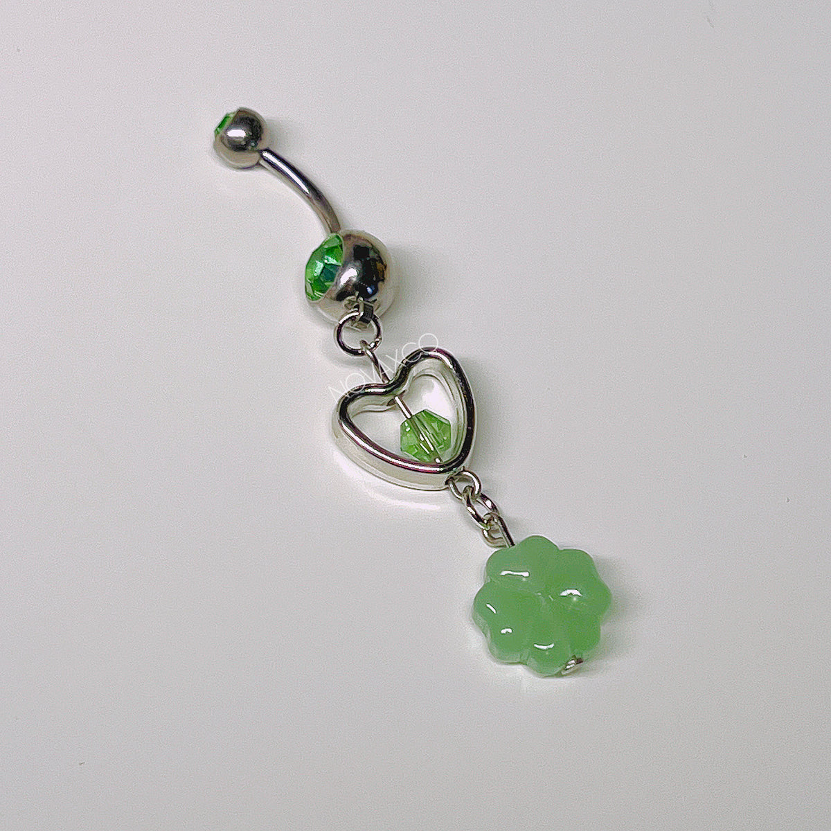 Four leaf clover lucky charm belly rings, view 6