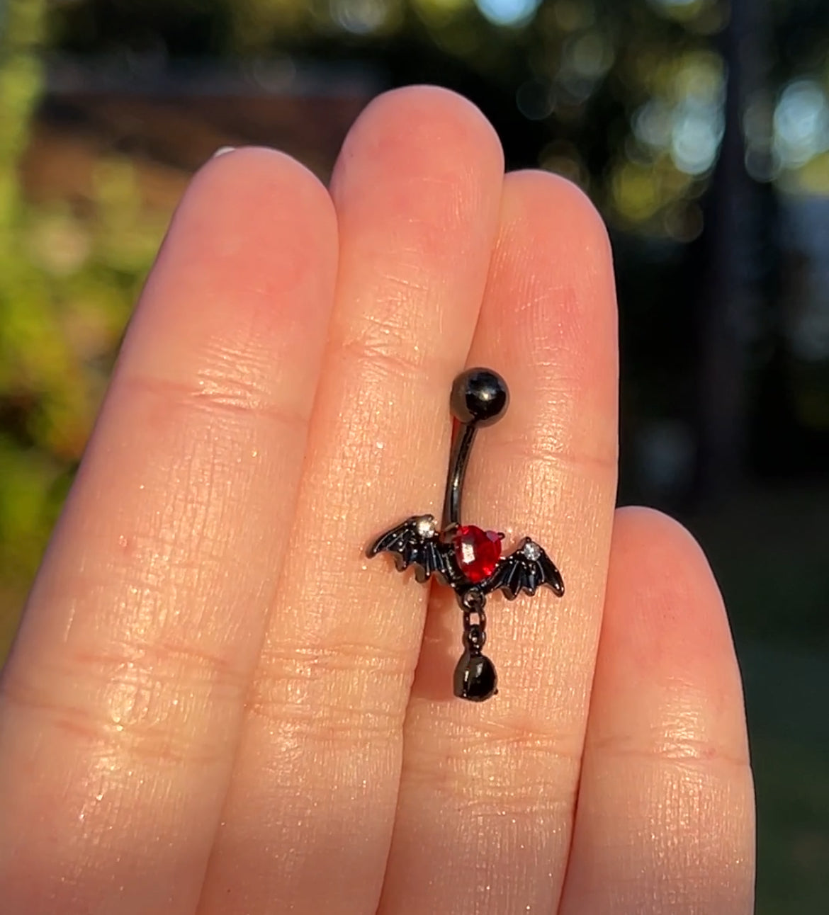 Bat Wing Heart Belly Ring