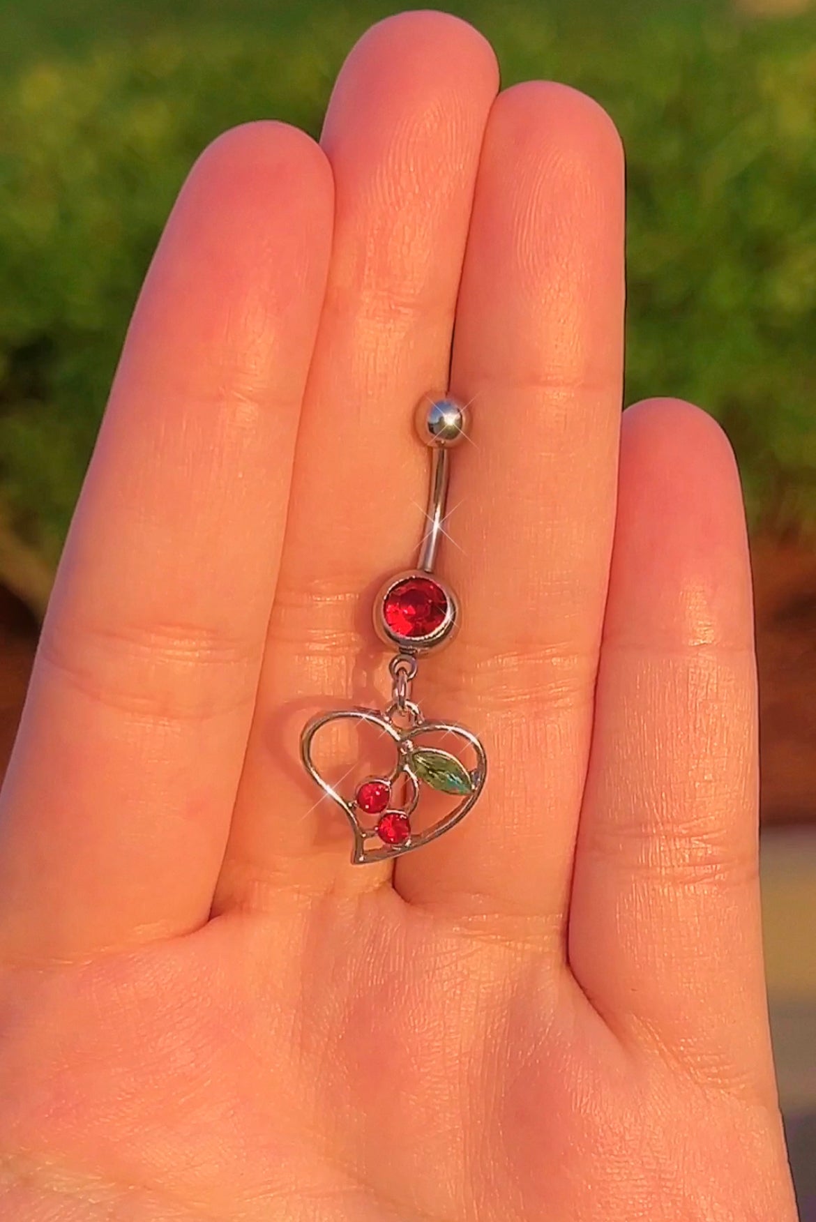 Cherry Heart Belly Ring