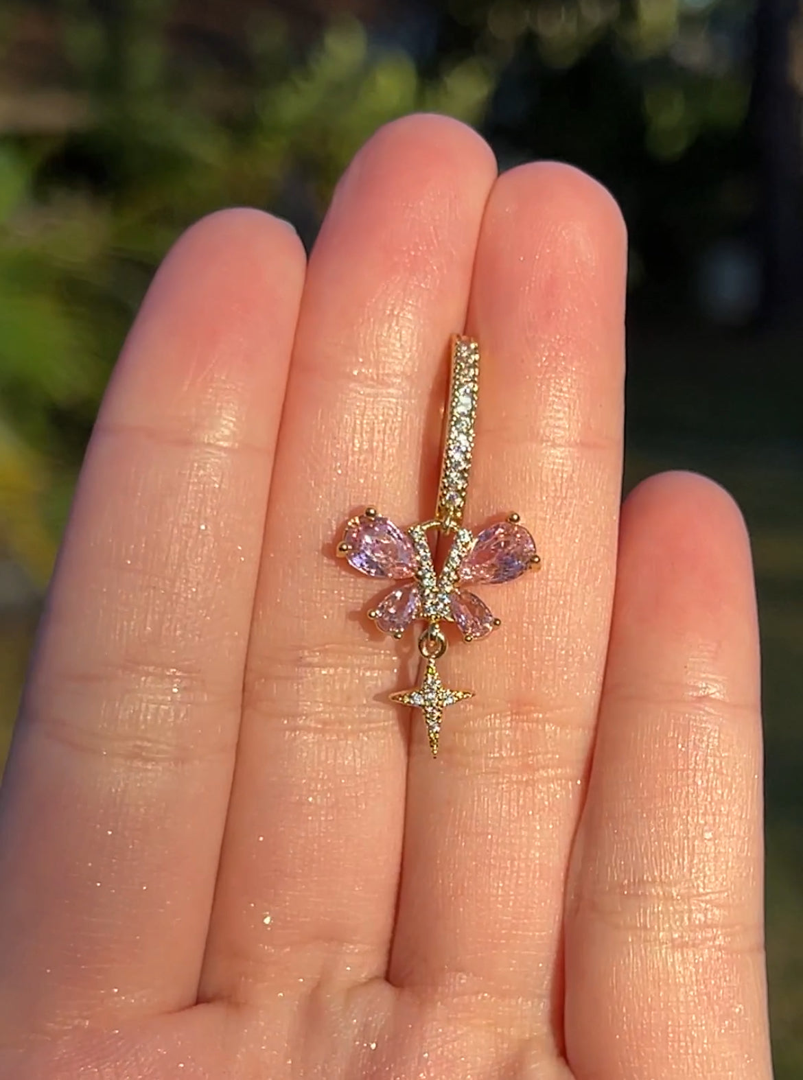 Gold Butterfly Clicker Style Belly Ring