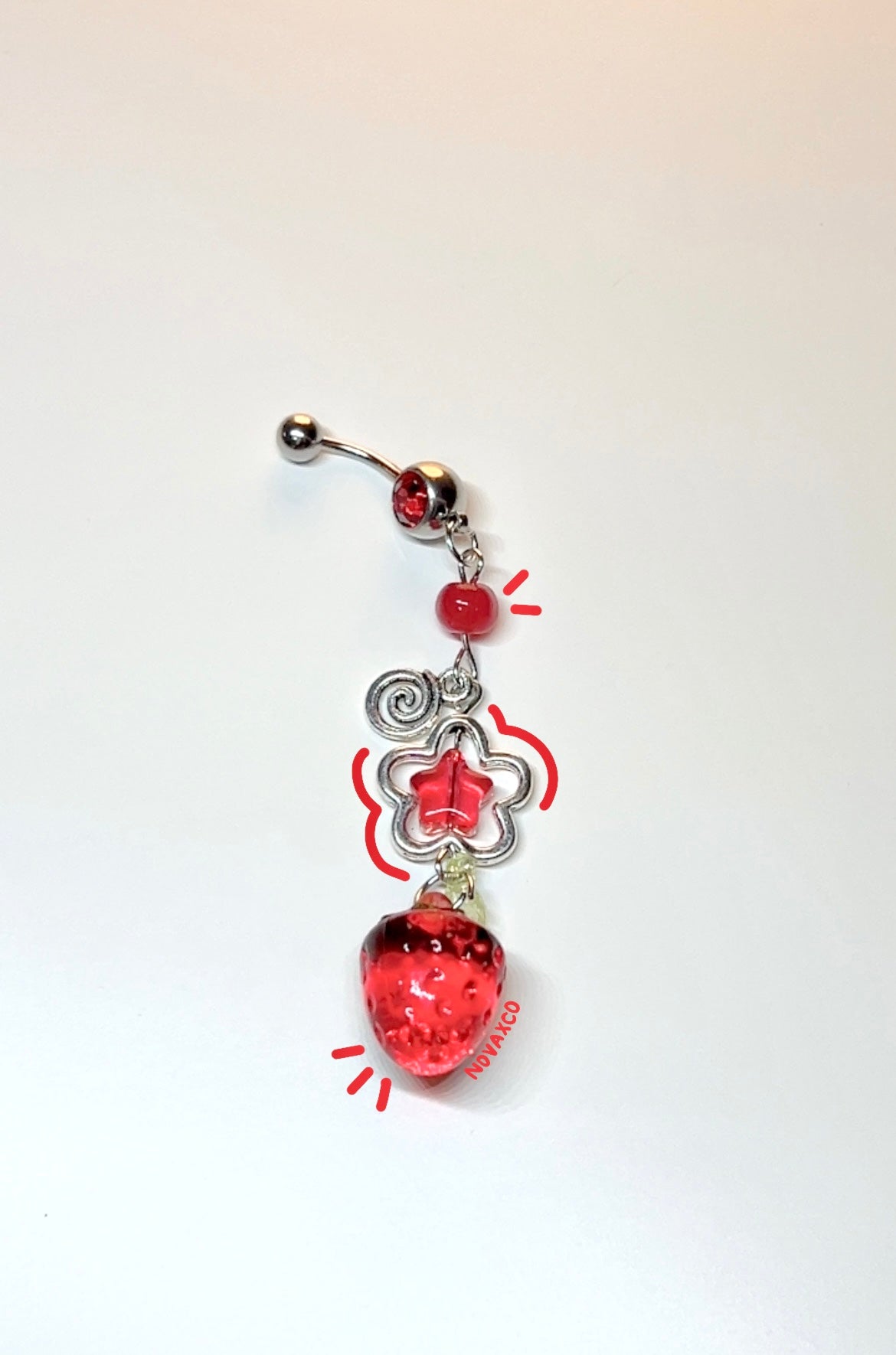 Strawberry Swirl Dangly Belly Ring