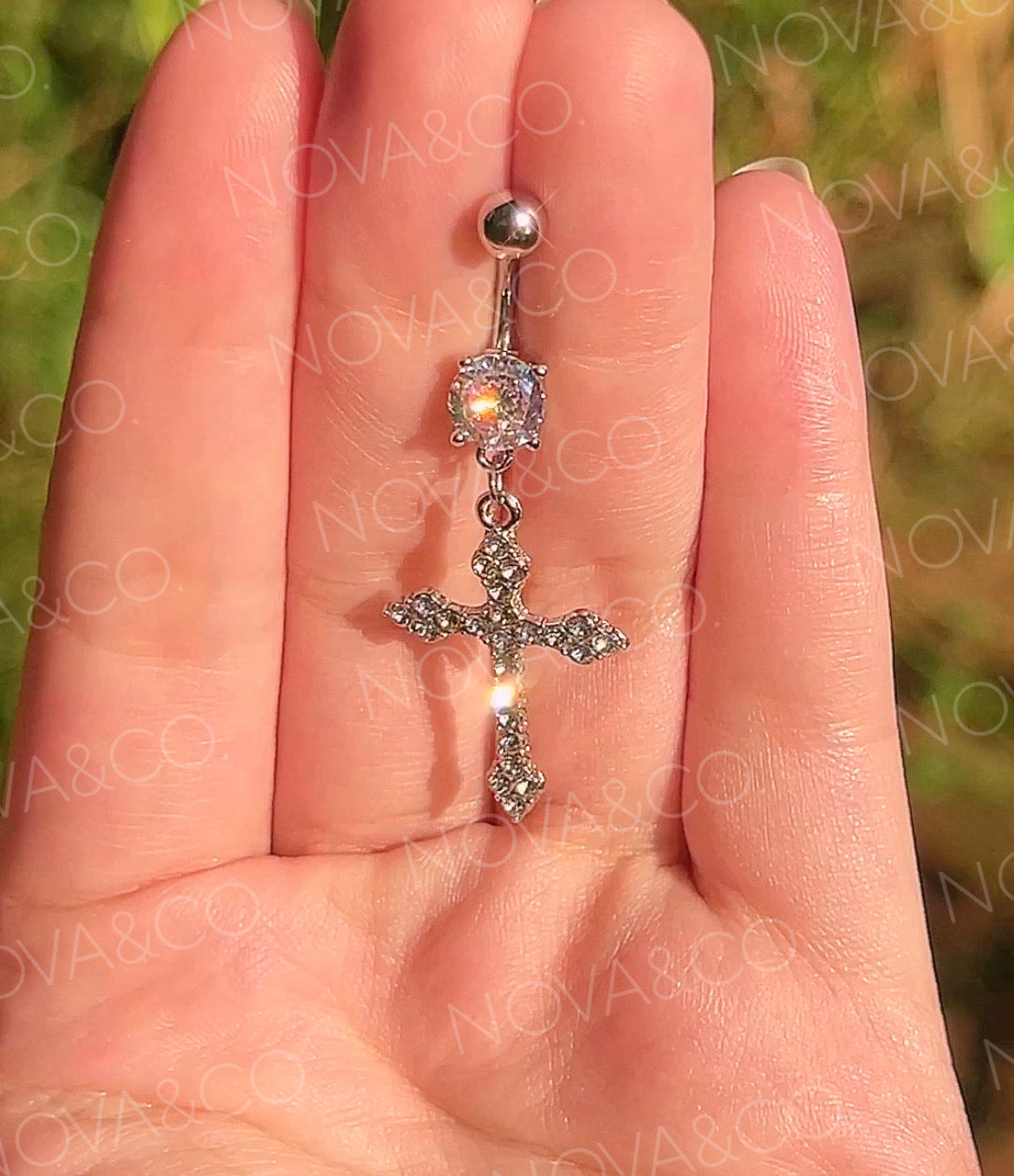 Silver Cross Belly Ring