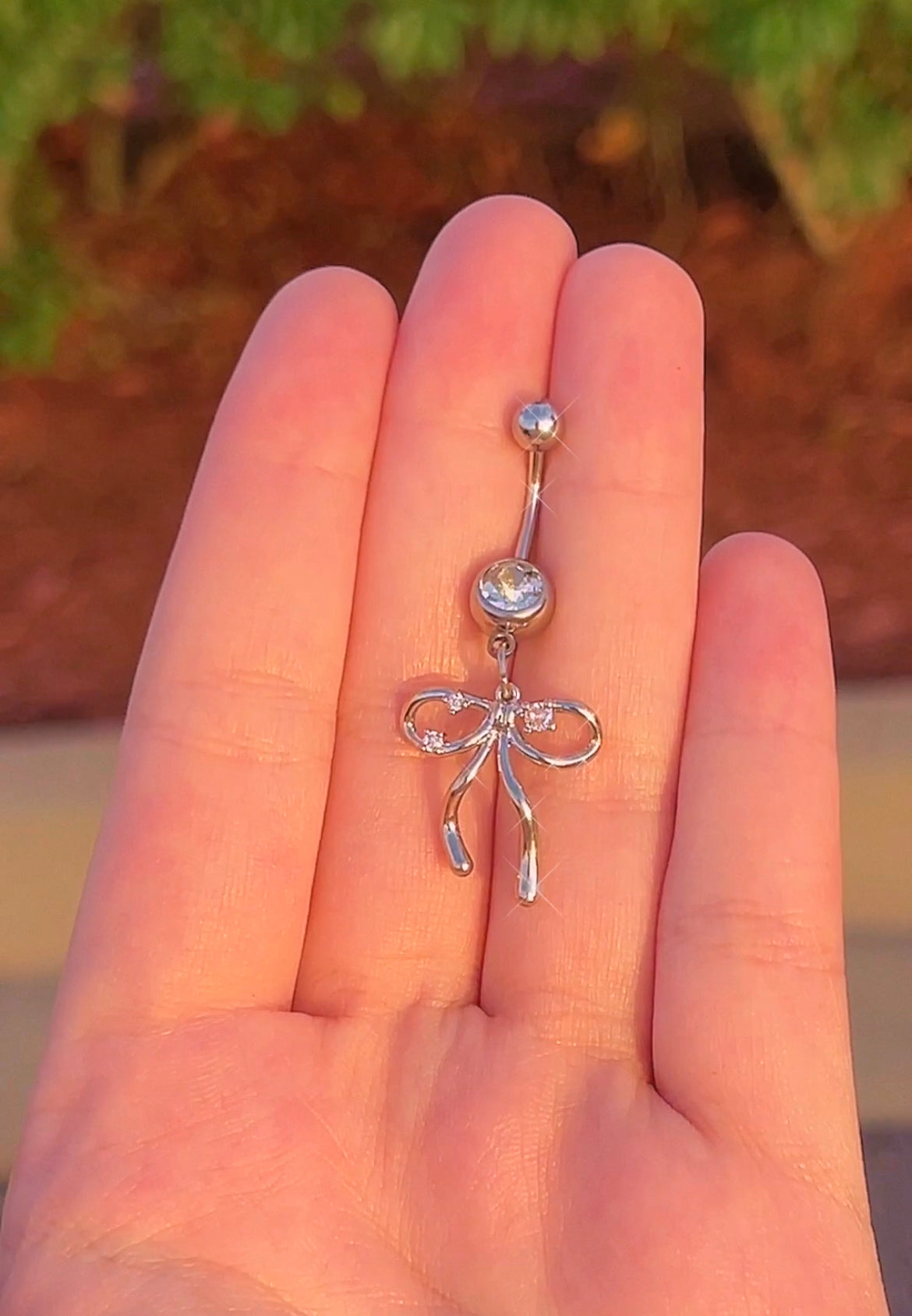 Sparkly Ribbon Dangle Belly Ring