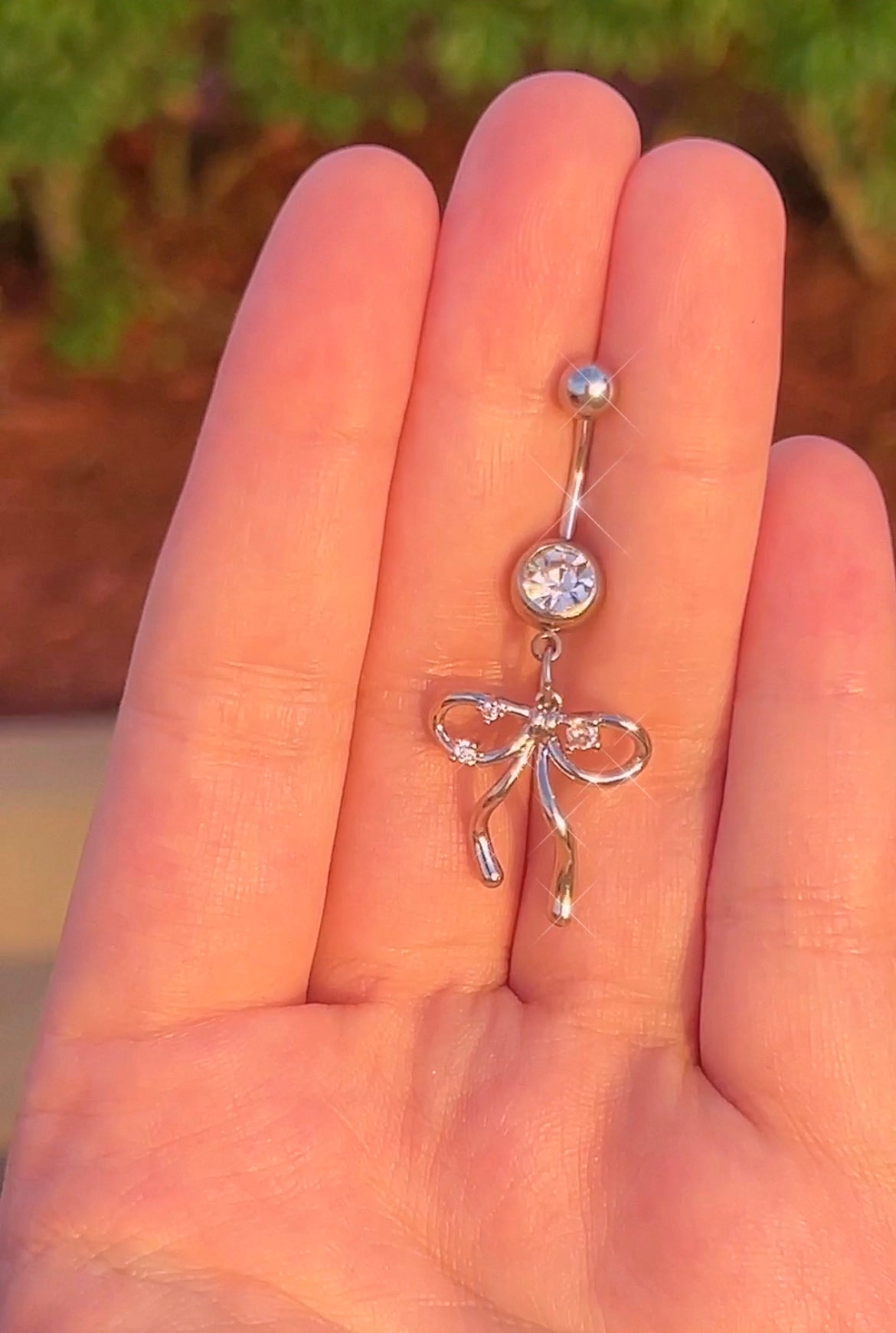 Sparkly Ribbon Dangle Belly Ring