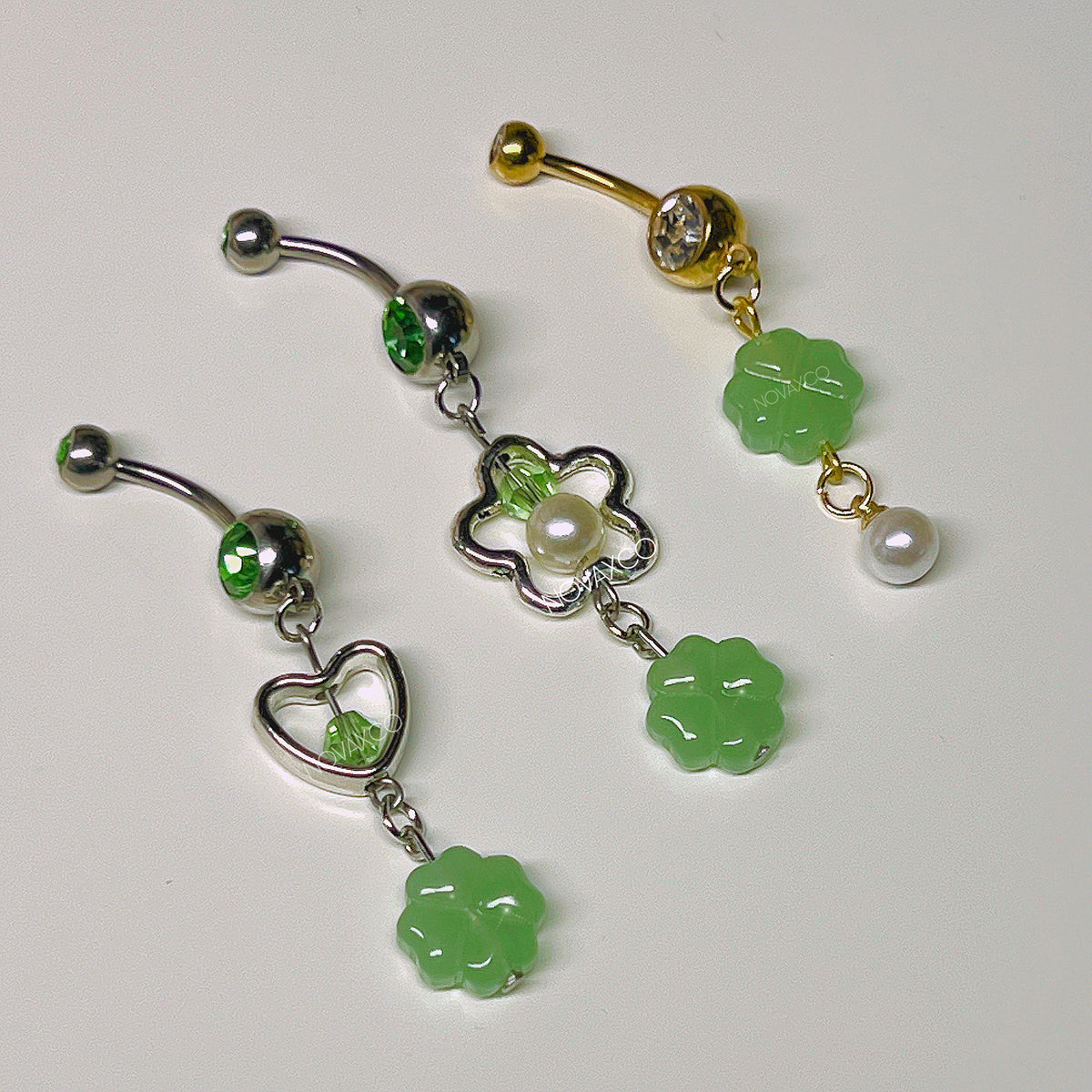 Four leaf clover lucky charm belly rings