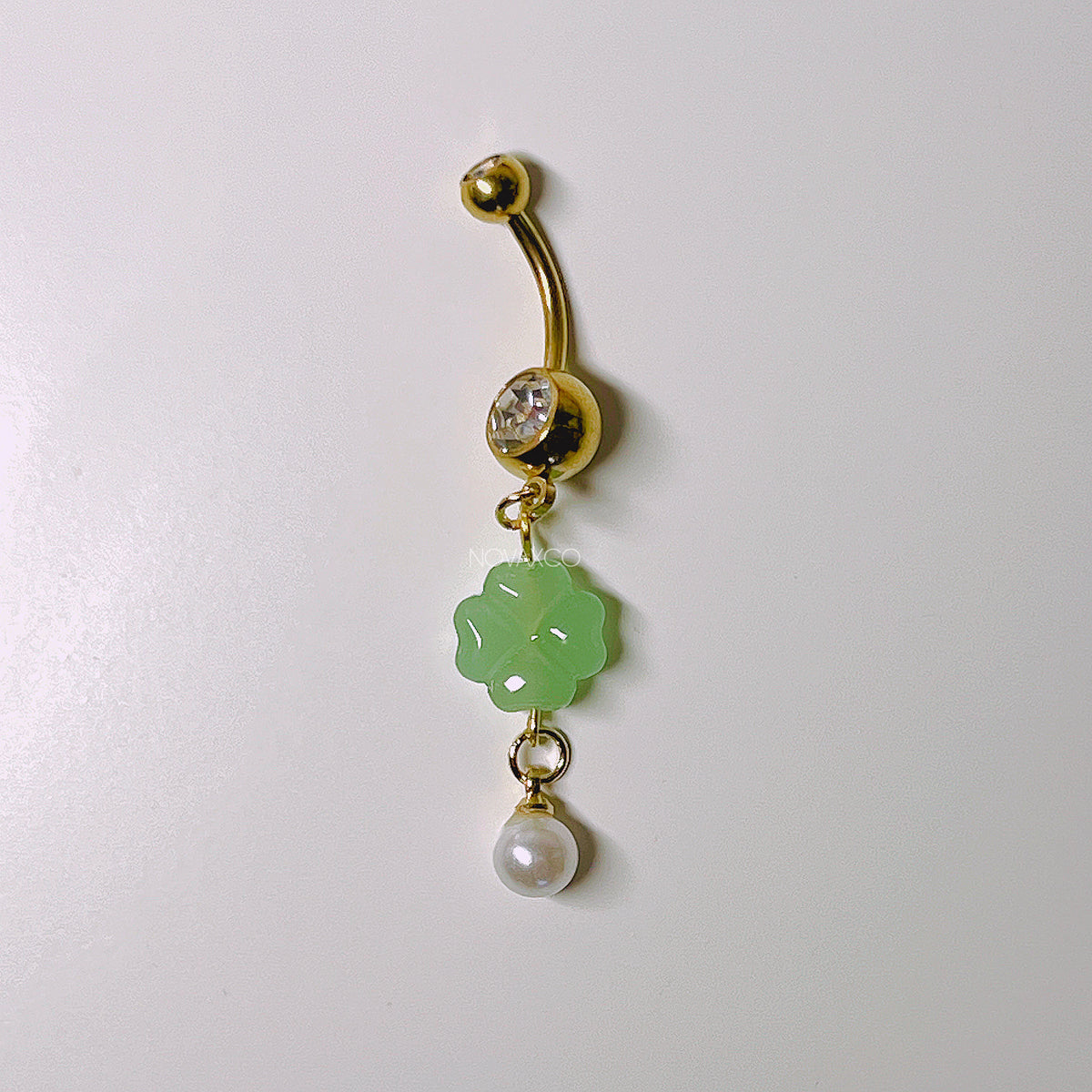 Four leaf clover lucky charm belly rings, view 7