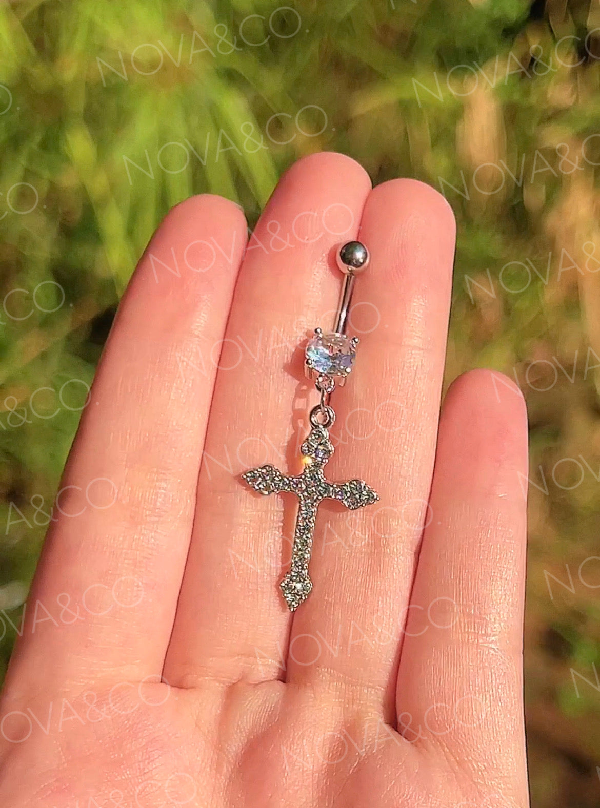 Silver Cross Belly Ring