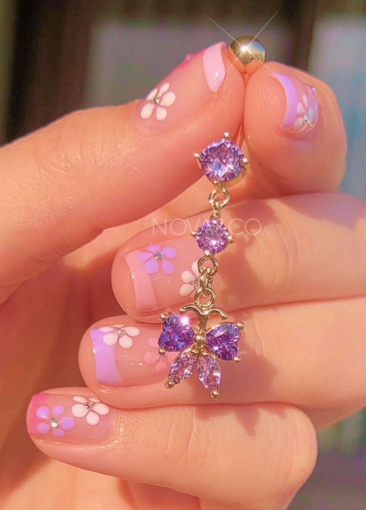 Pink Bow Belly Ring