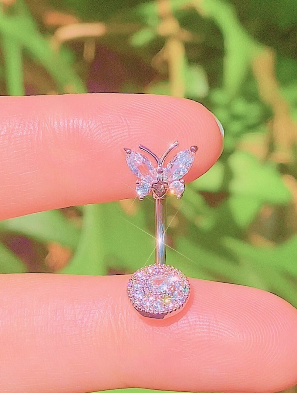 Icy Butterfly Double End Belly Ring