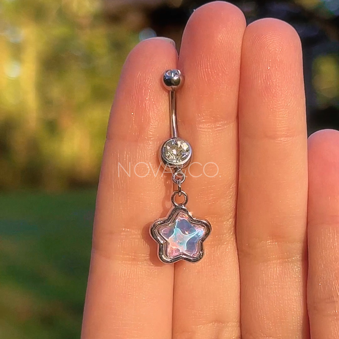 Blue Opal Star Belly Ring