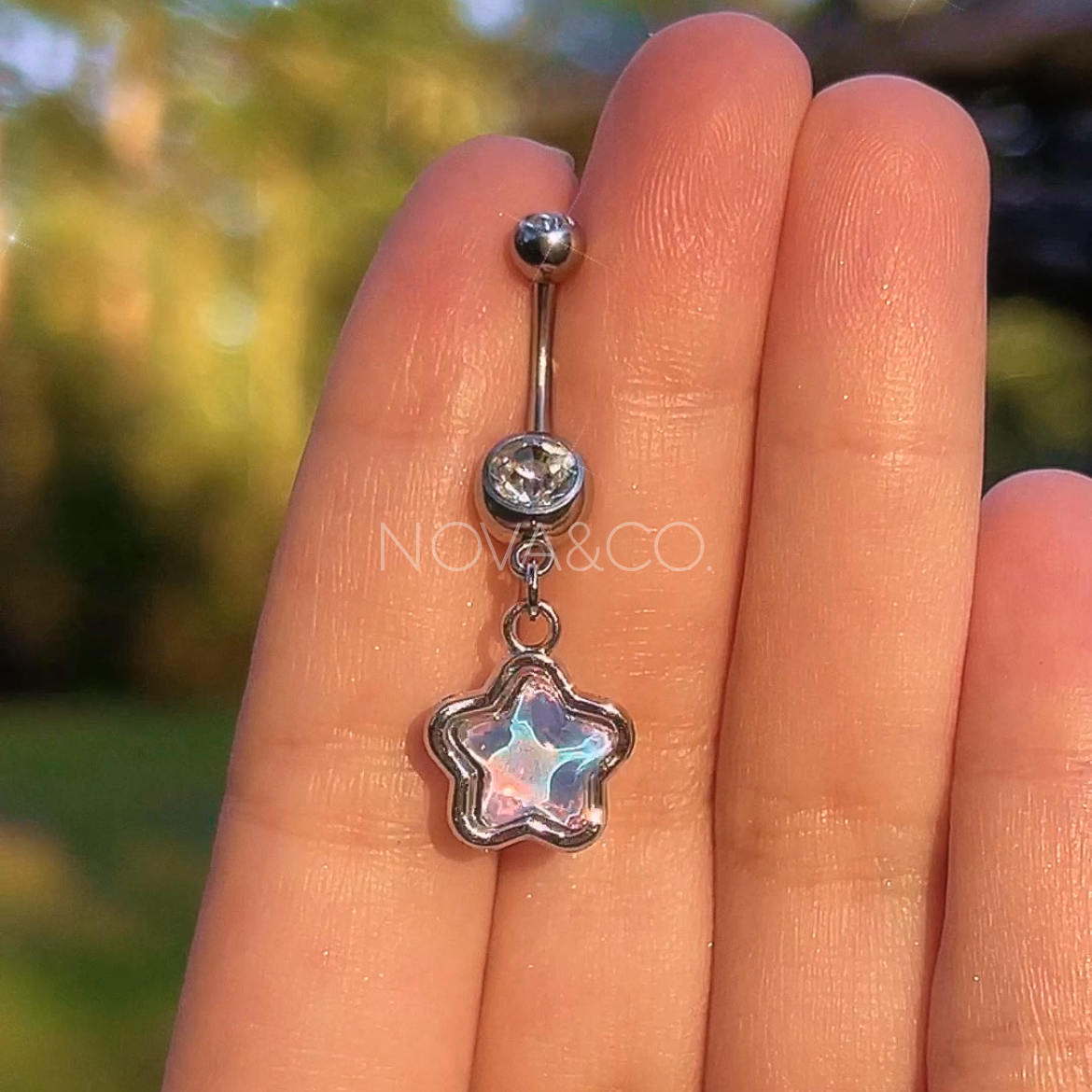 Blue Opal Star Belly Ring