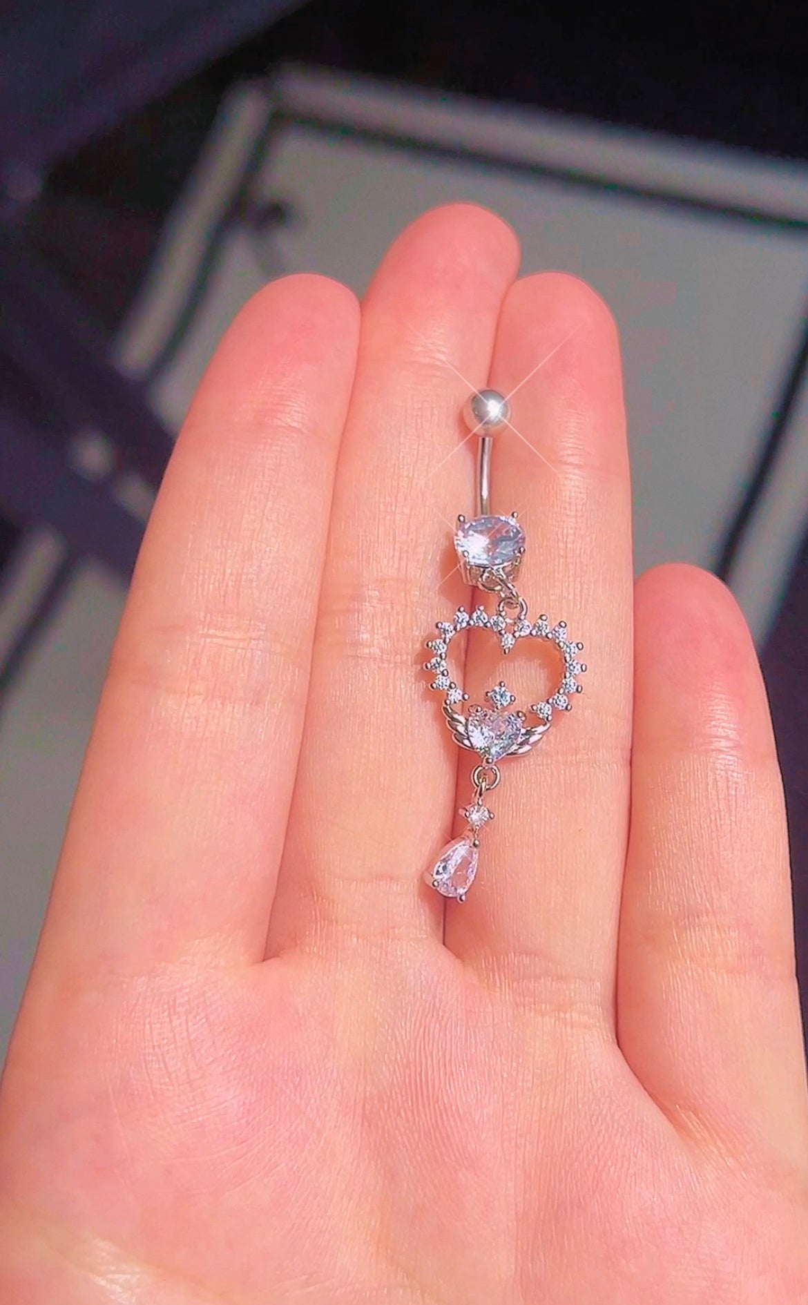 Angelic Heart Dangle Belly Ring