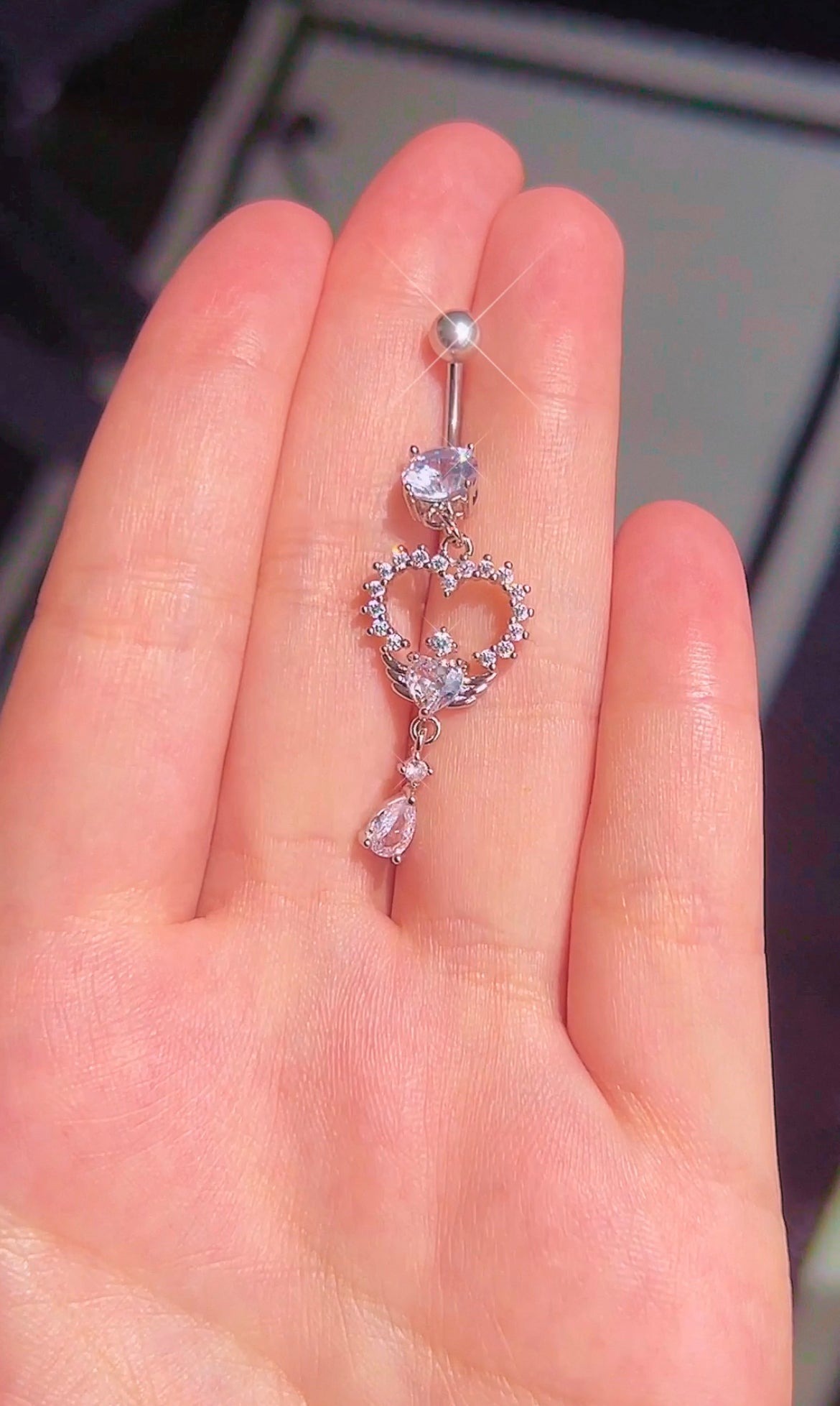 Angelic Heart Dangle Belly Ring