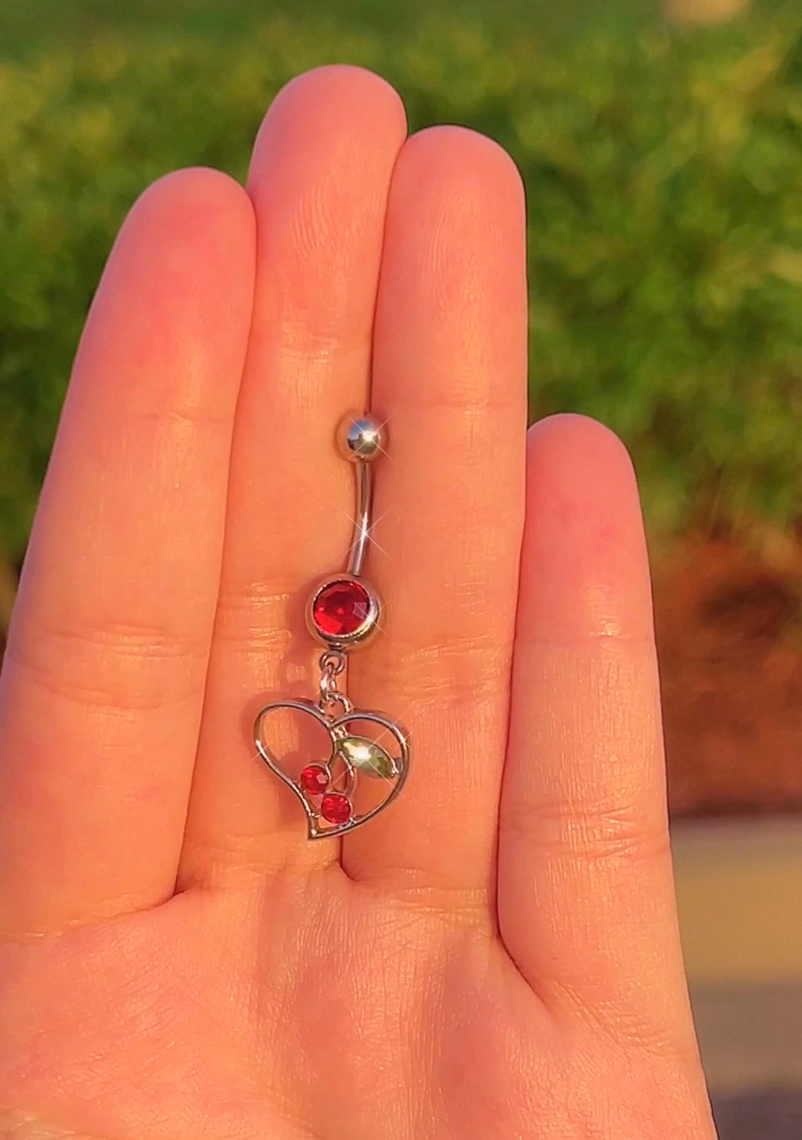 Cherry Heart Belly Ring