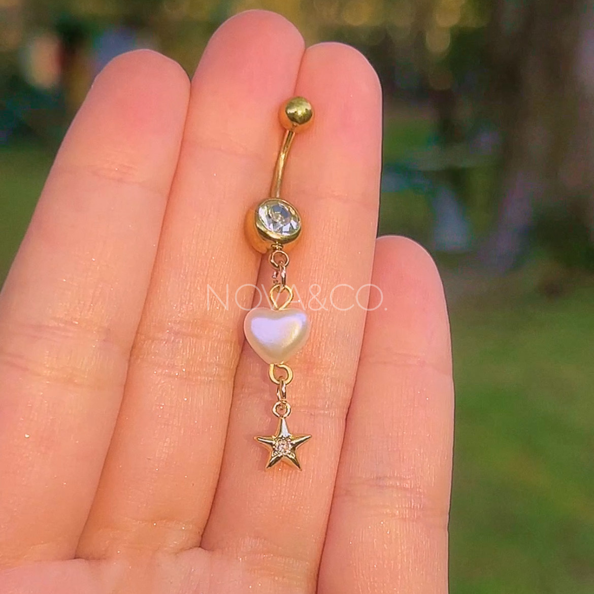 Moon and Star Mismatched Belly Rings
