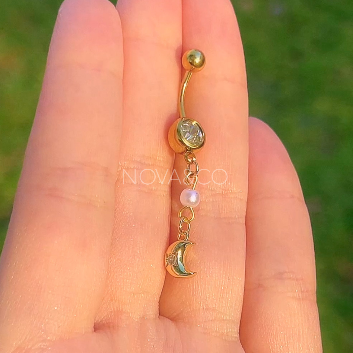 Moon and Star Mismatched Belly Rings