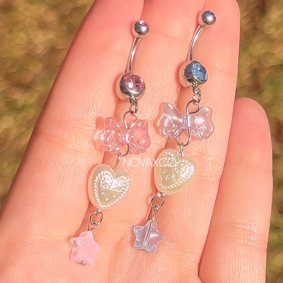Cotton Candy Love Dangle Belly Rings
