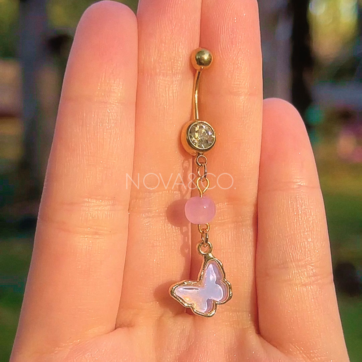 Purple Iridescent Butterfly Belly Ring