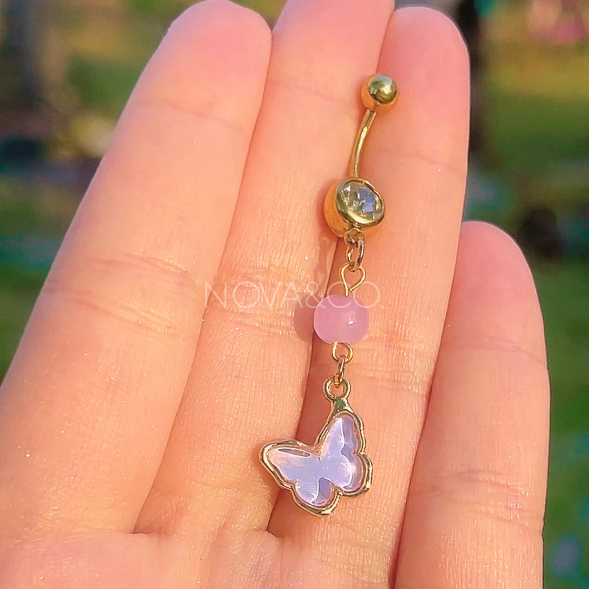 Purple Iridescent Butterfly Belly Ring