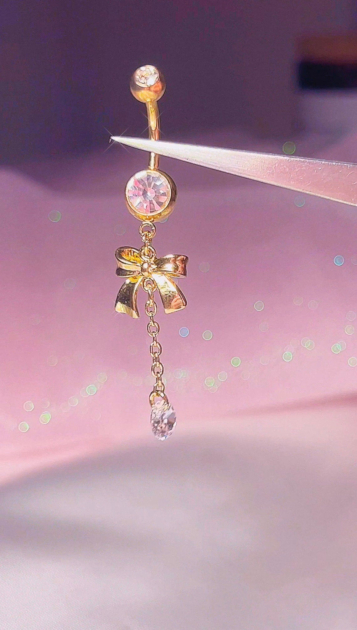 Chain Dangle Bow Belly Ring