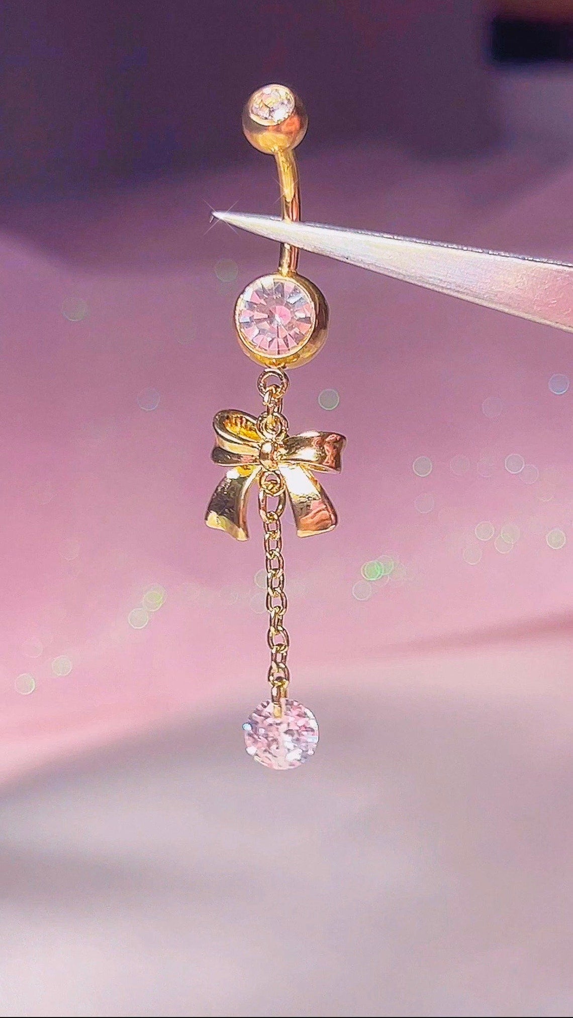 Chain Dangle Bow Belly Ring