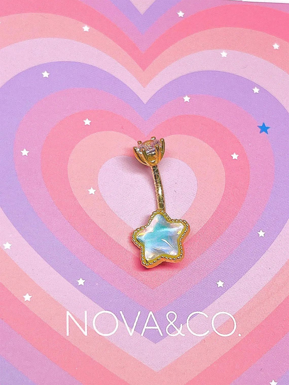 Gold Opalescent Y2K Star Non Dangle Belly Ring