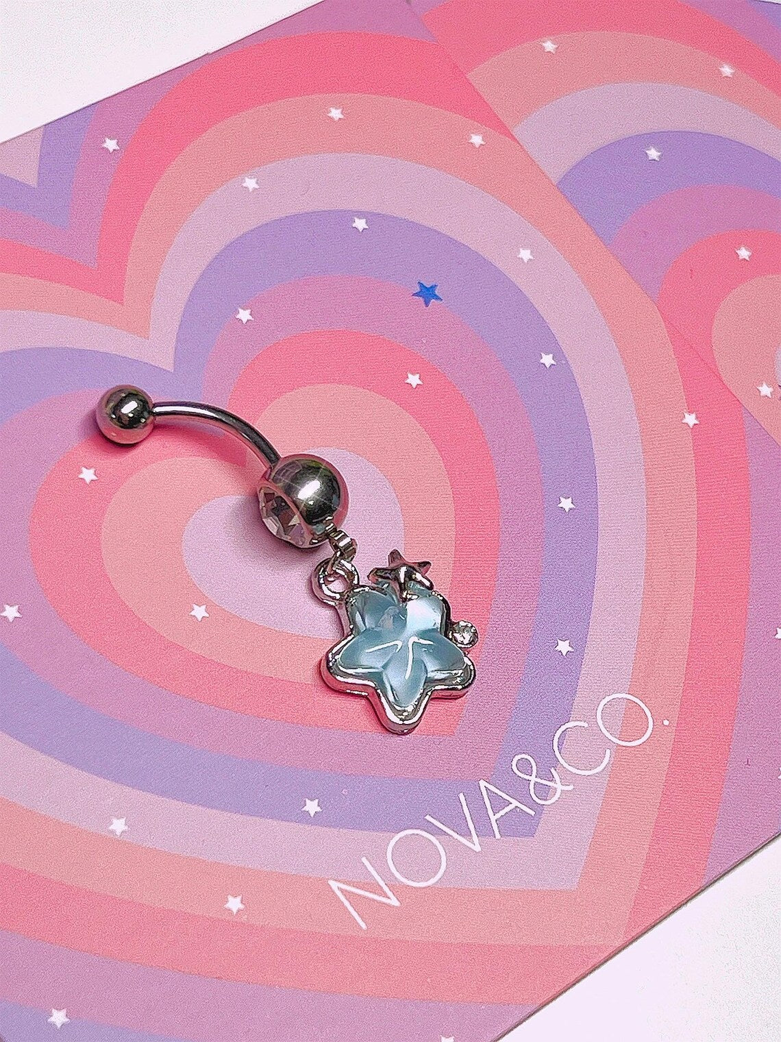 Blue Star Charm Belly Ring