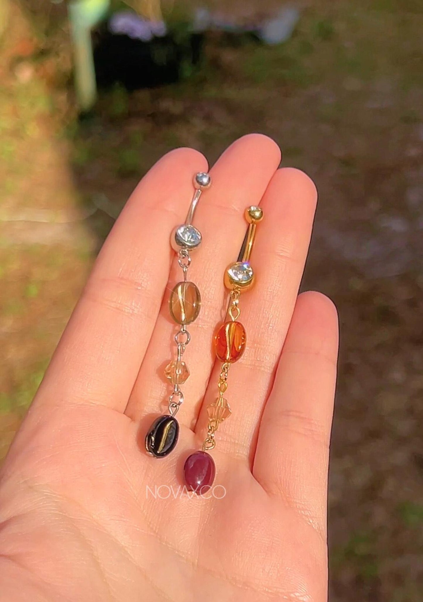 Coffee Bean Belly Button Ring