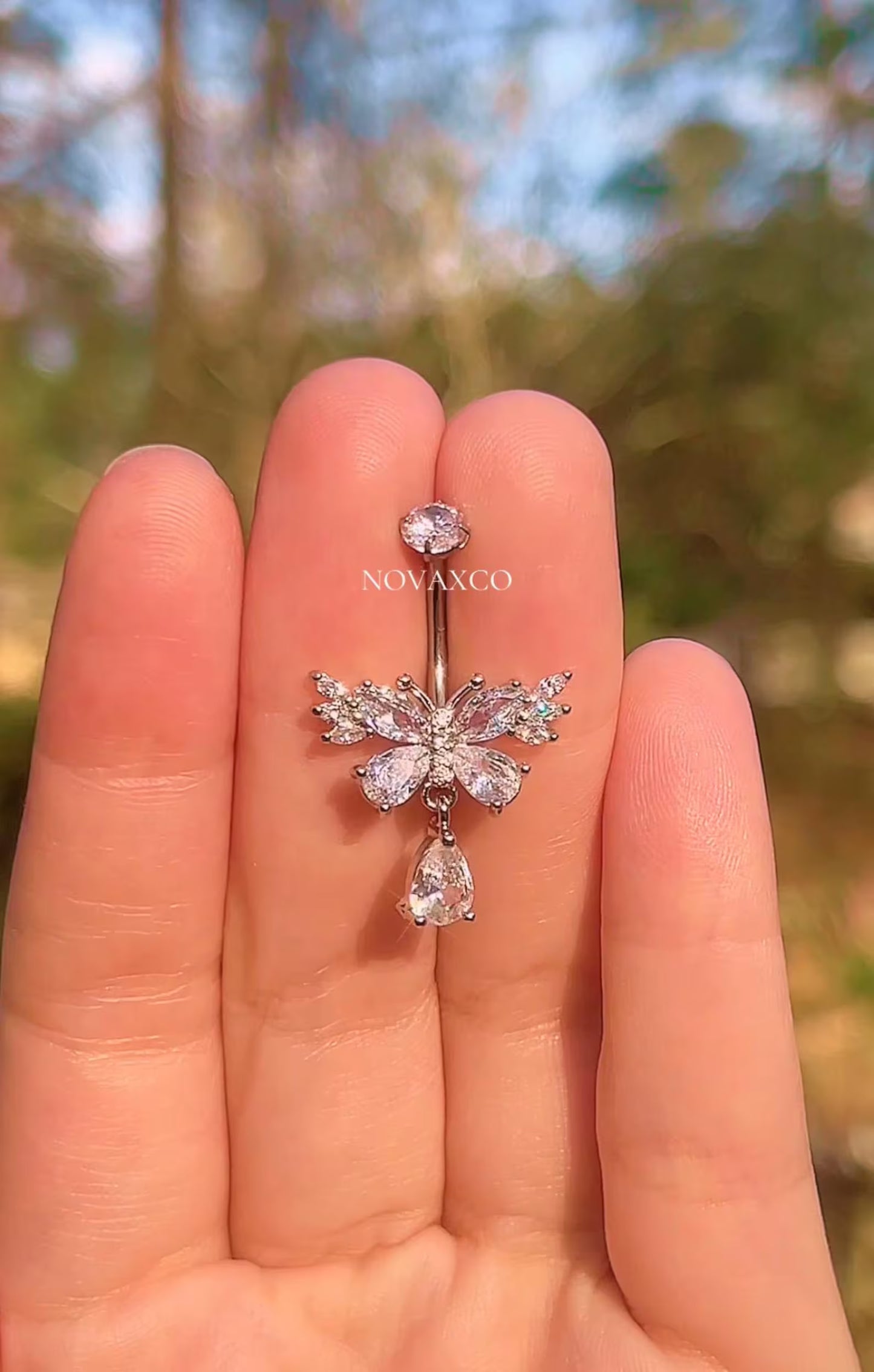 Butterfly Teardrop Titanium Belly Ring