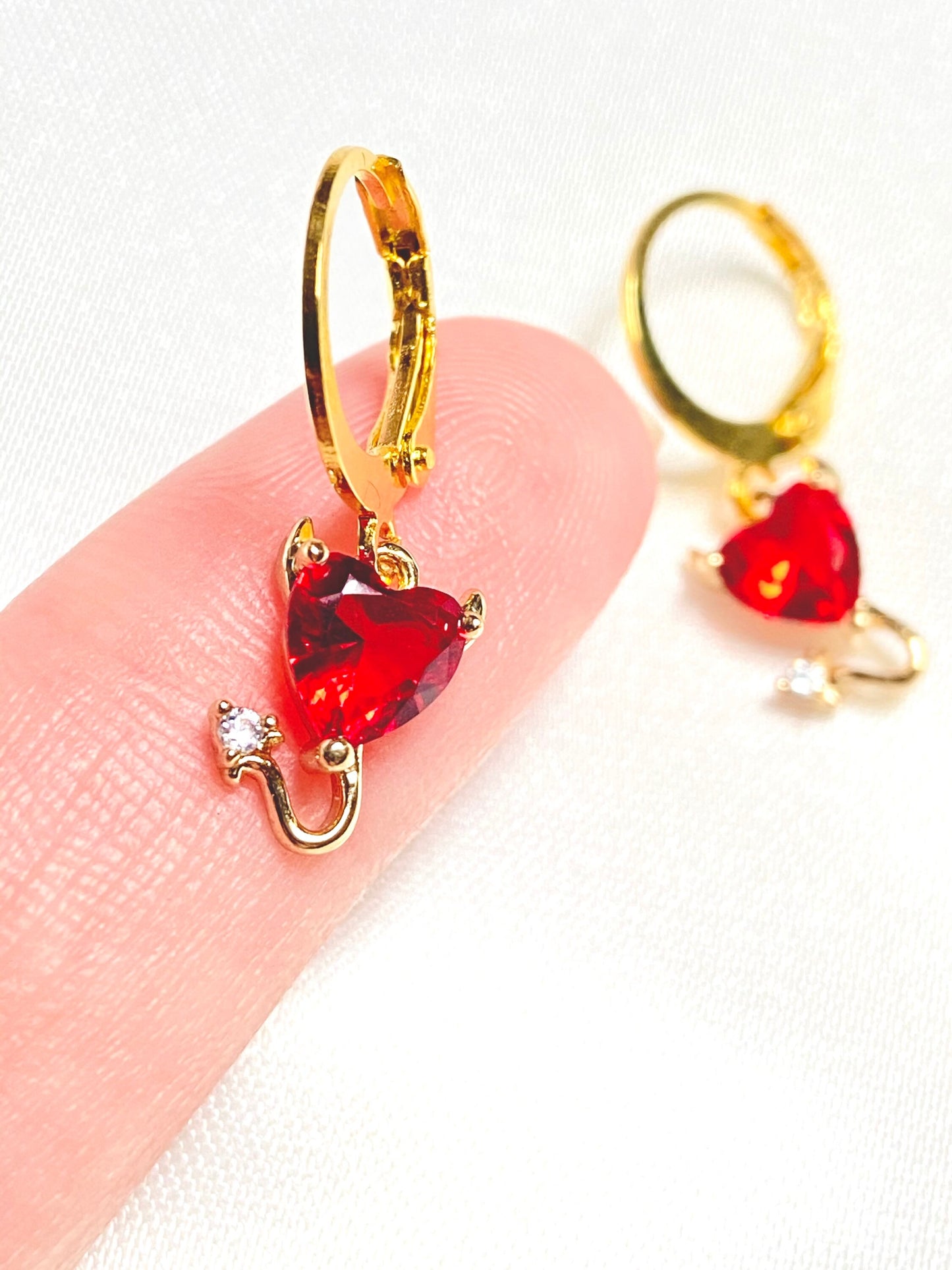 Mini Devil Heart Drop Earrings