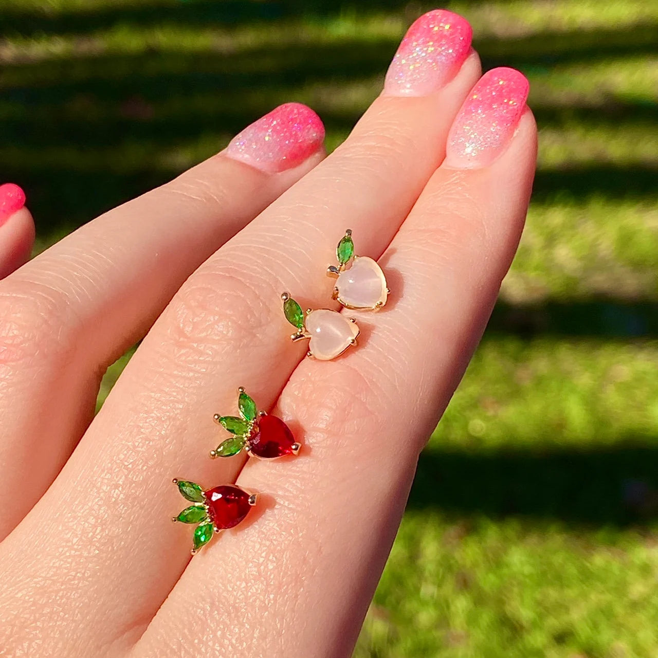 Gold Peach Necklace & Matching Earrings