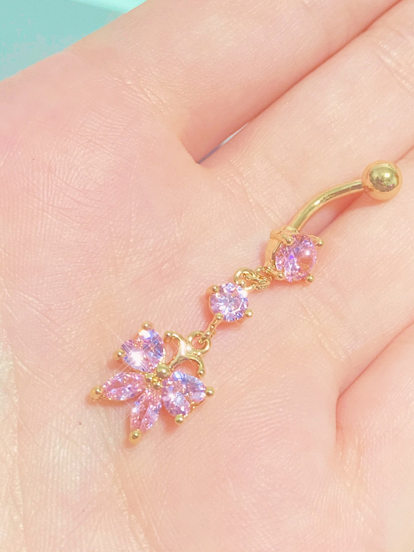 Pink Bow Belly Ring