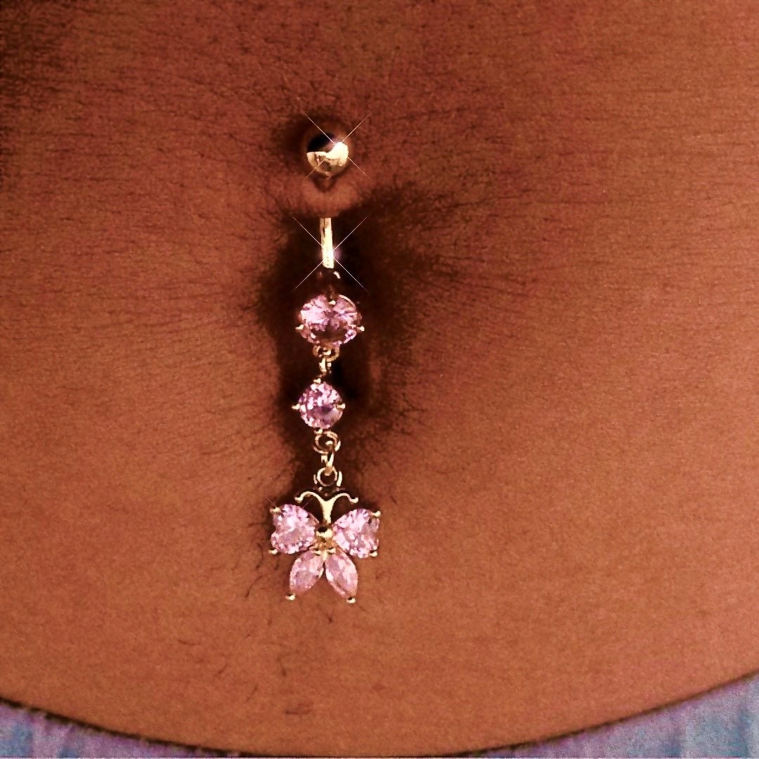 Pink Bow Belly Ring