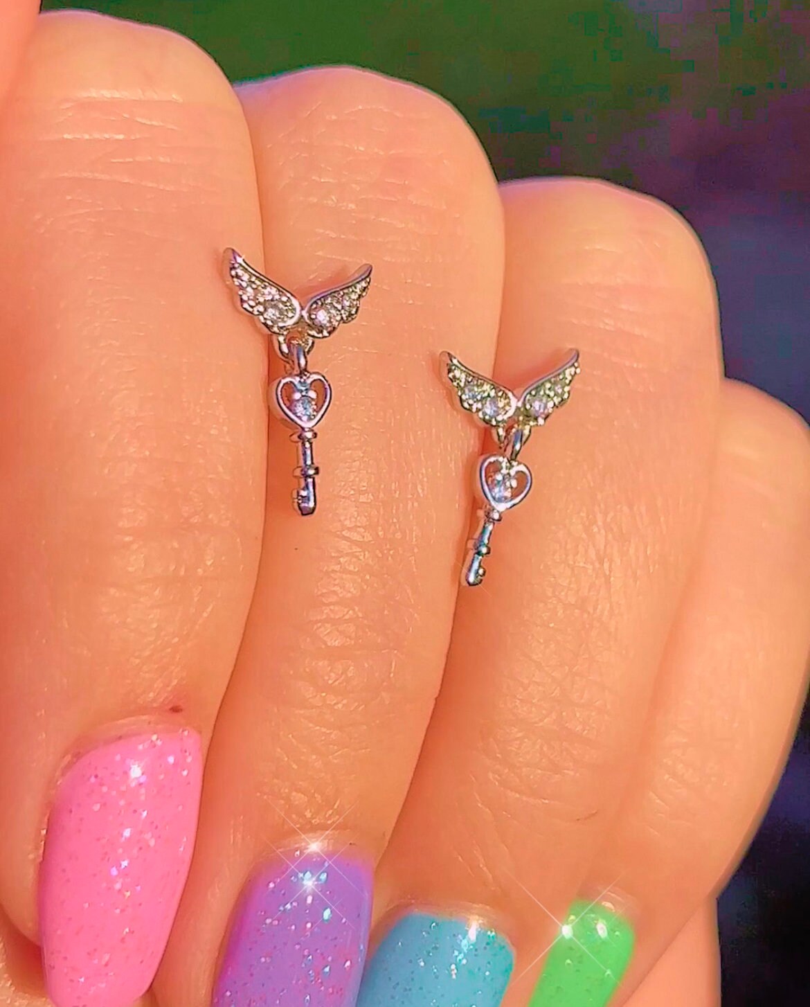 Key to the Stars Angel Earrings