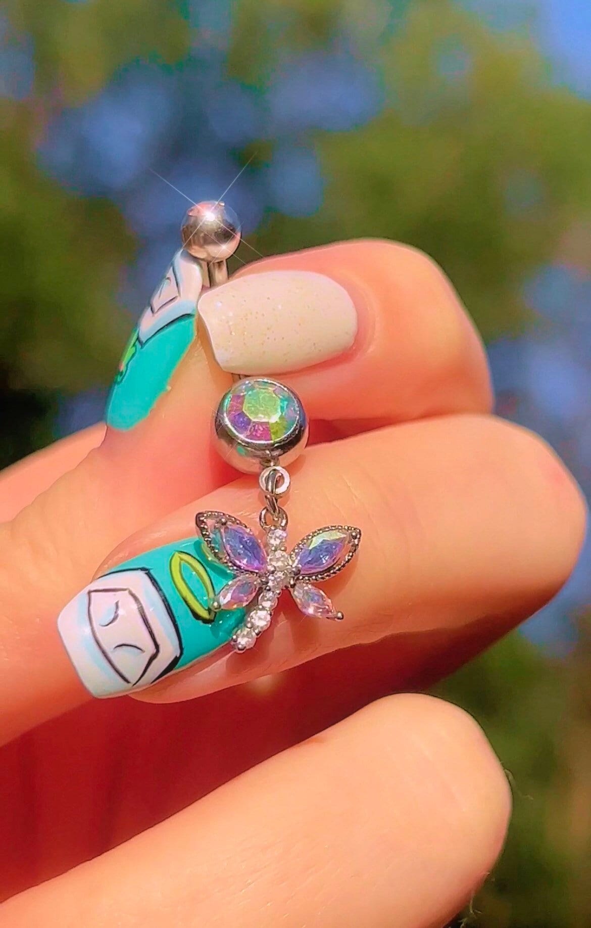 Opal Dragonfly Belly Ring