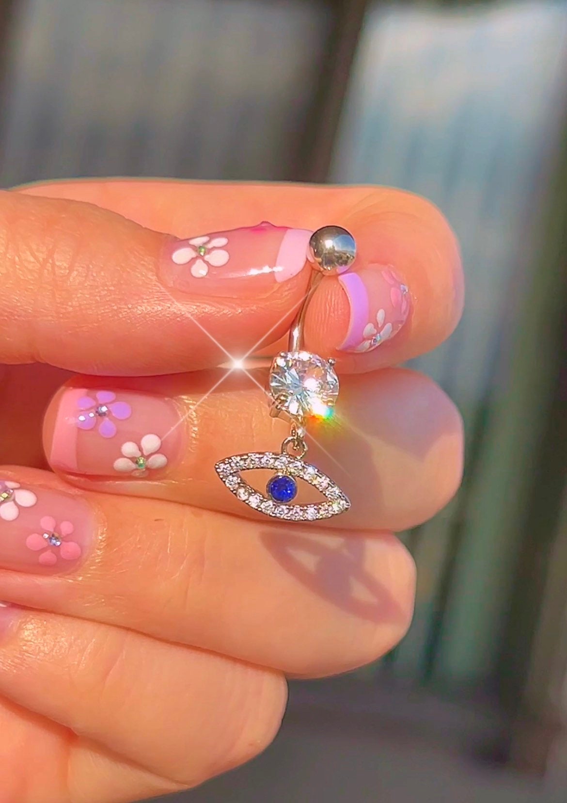 Tiny Evil Eye Belly Button Ring
