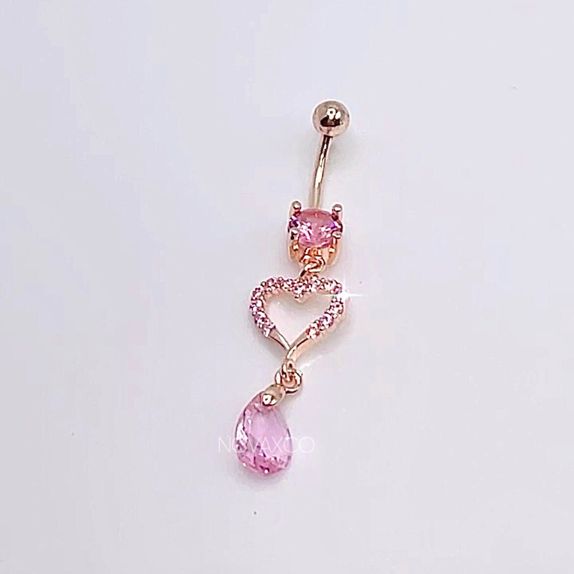 Gold Heart Dangly Belly Ring