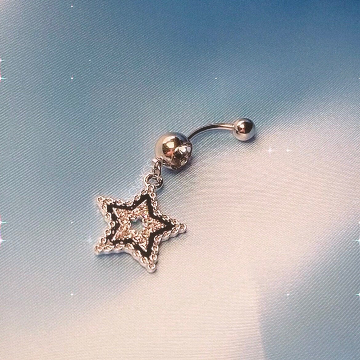 Black Sparkle Star Belly Ring