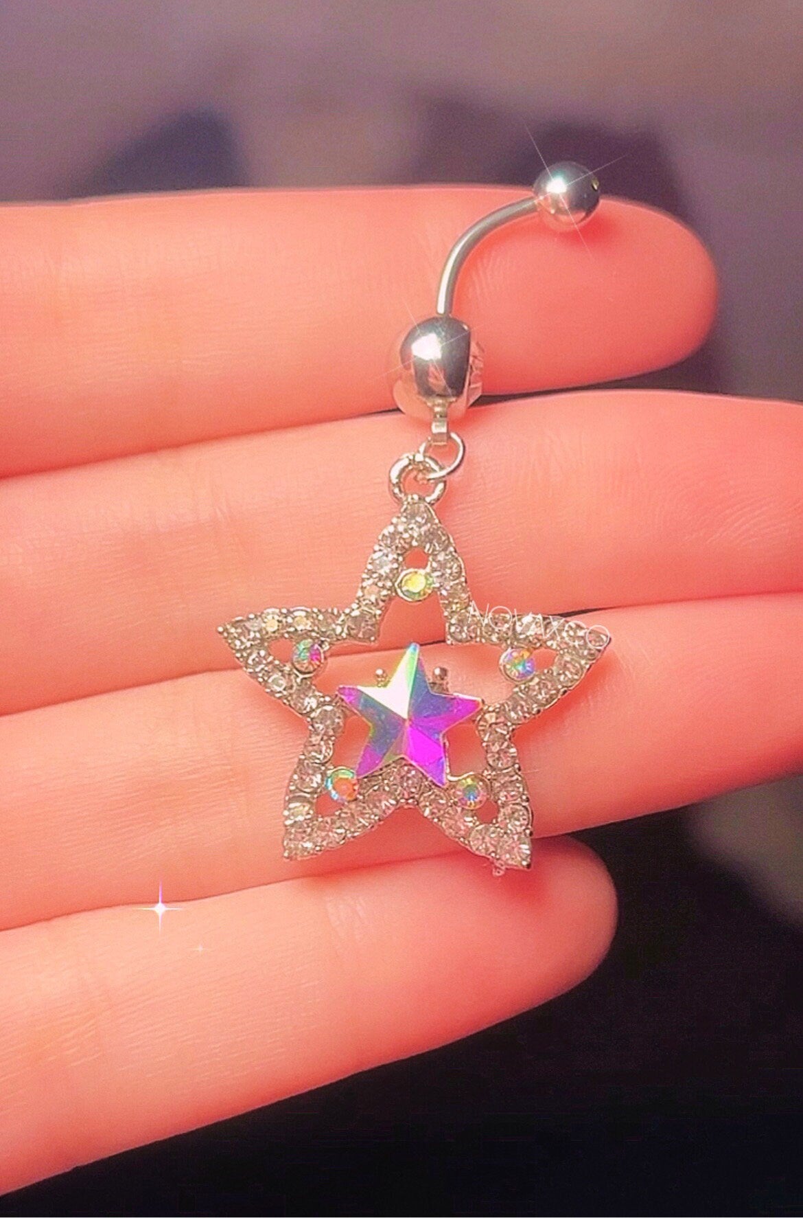 Big Opal Star Belly Ring