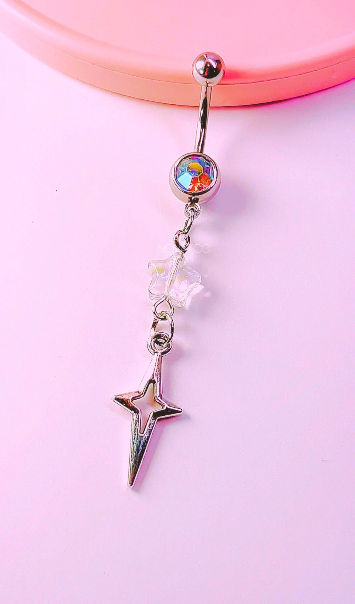 Aesthetic Charm Iridescent Star Belly Rings