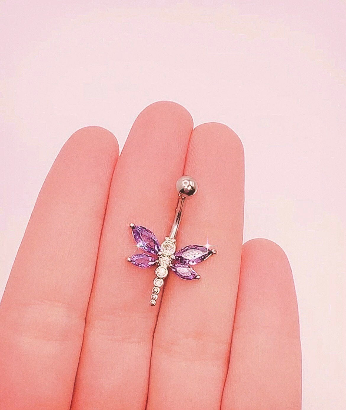 Purple Dragonfly Belly Ring