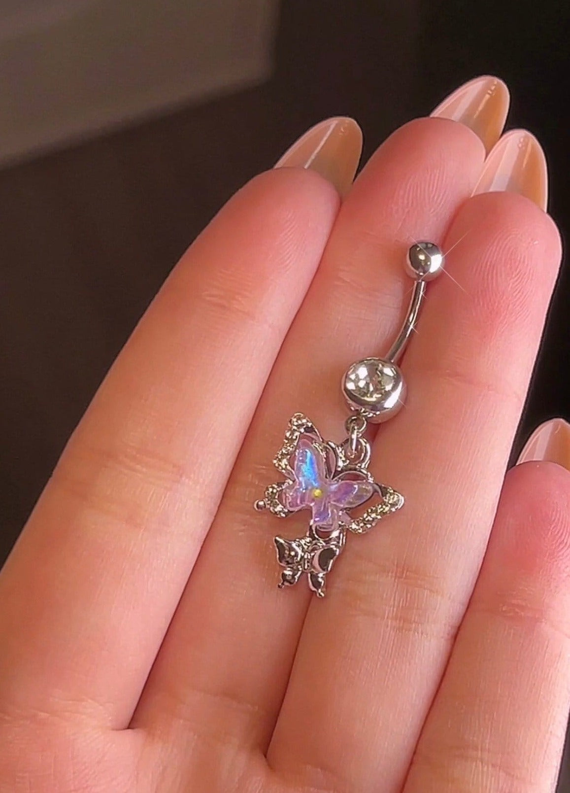 Iridescent Butterfly Belly Ring