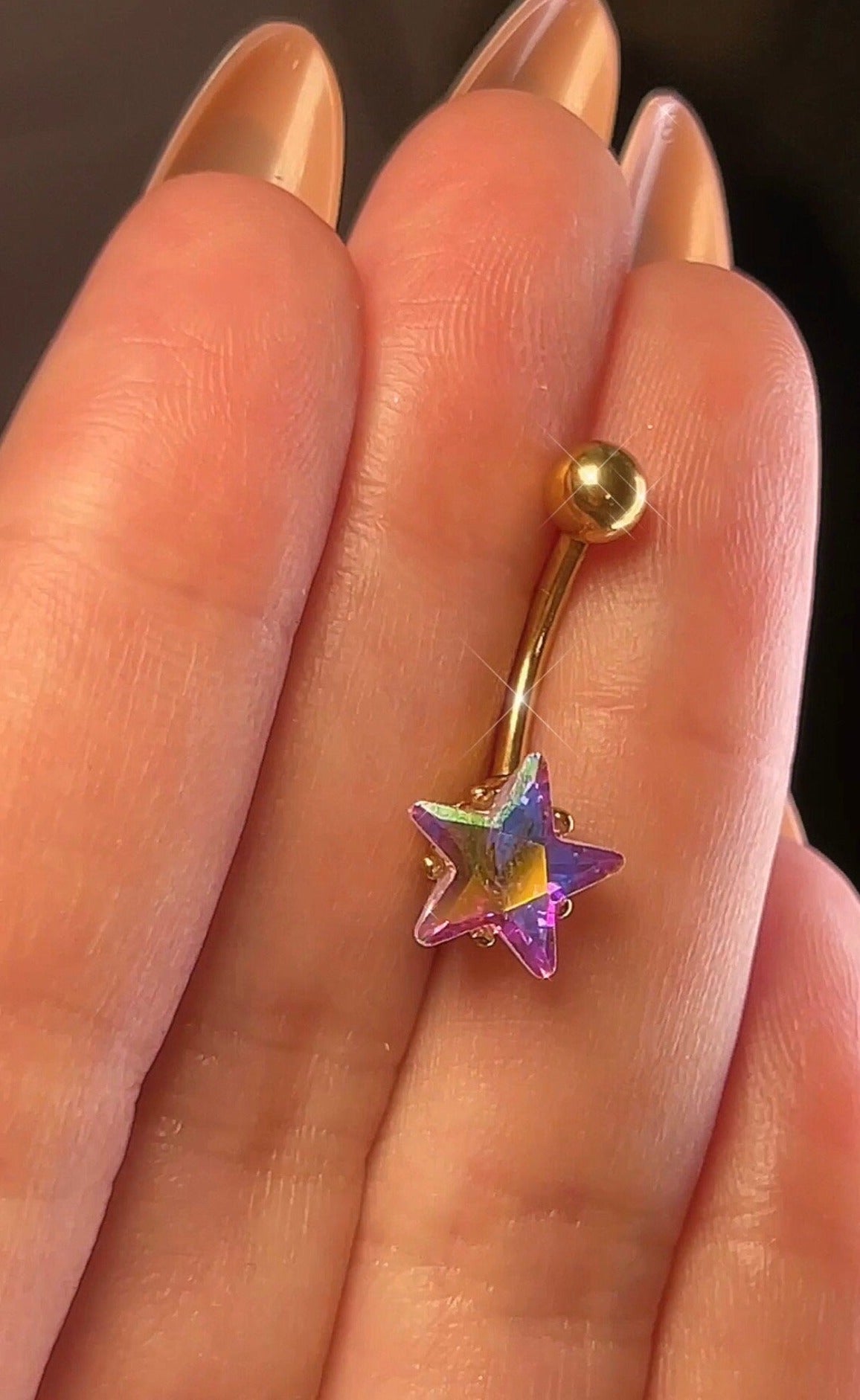 Gold Opal Star Belly Ring