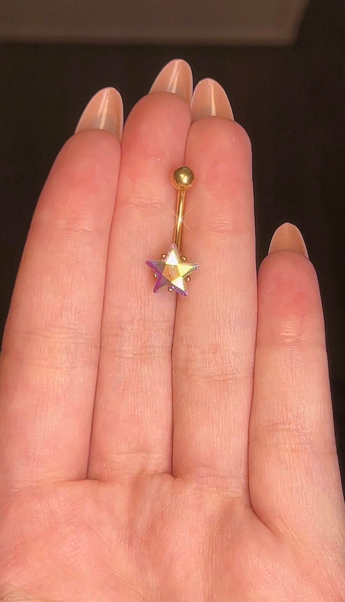 Gold Opal Star Belly Ring