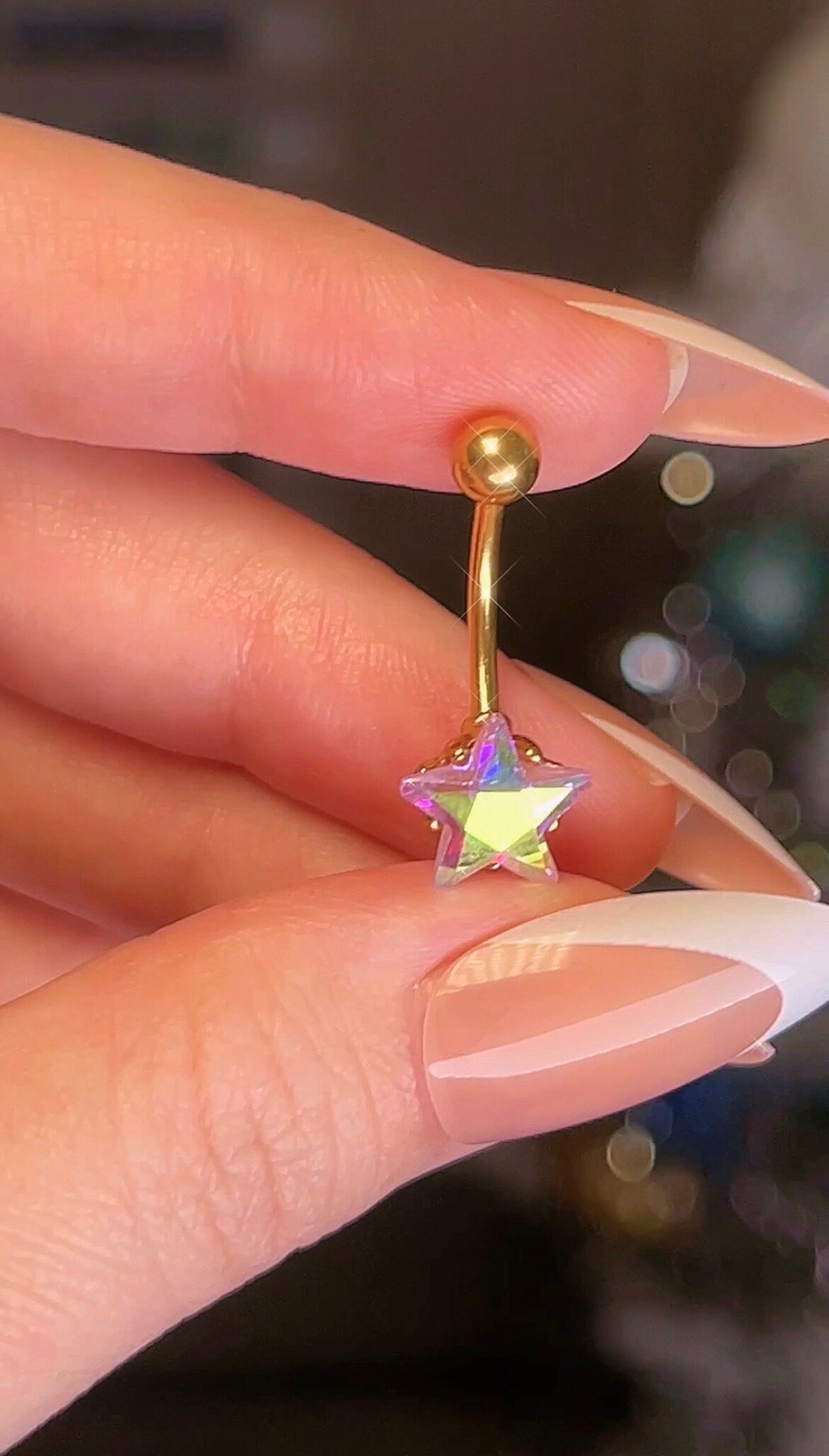 Gold Opal Star Belly Ring