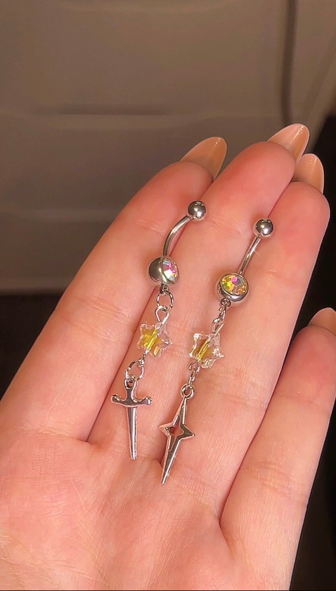 Aesthetic Charm Iridescent Star Belly Rings