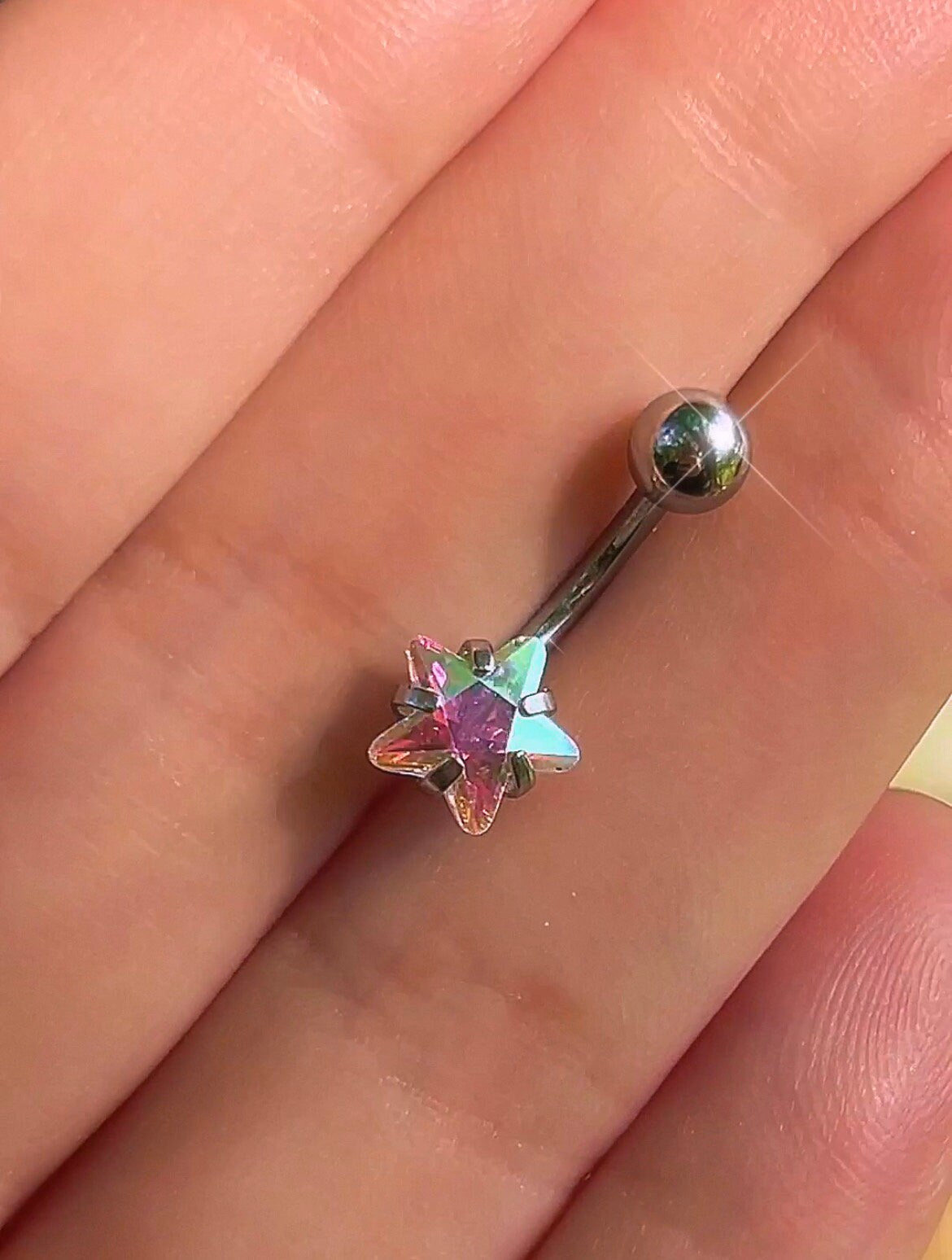 Opal Tiny Star Belly Button Ring